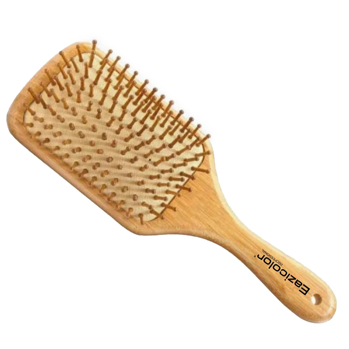 Eazicolor Bamboo Wood Paddle Hair Brush with Wood Bristles