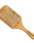 Eazicolor Bamboo Wood Paddle Hair Brush with Wood Bristles